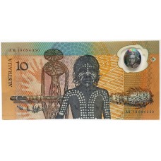 AUSTRALIA 1988 . TEN 10 DOLLAR BANKNOTE . ERROR . MINOR INK TRANSFER